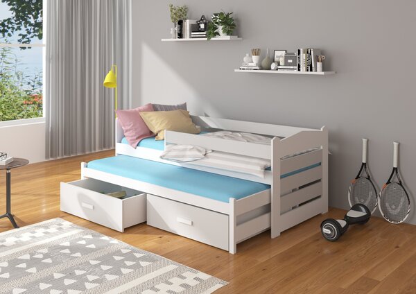 Dětská postel 80x180 cm Zeya se zábranou Bílá/šedá