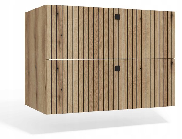 SKŘÍŇKA POD UMYVADLO TIGO 80 2S DUB EVOKE 2 ZÁSUVKY RYHOVANÁ PŘEDNÍ ZÁVĚSNÁ