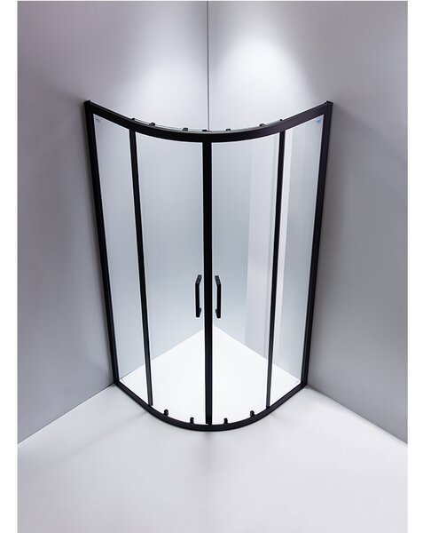 BPS-koupelny Čtvrtkruhový sprchový kout HYD-RK01A 80x80 cm černá/transparent + vanička HYD-RSV-SXL01A černá
