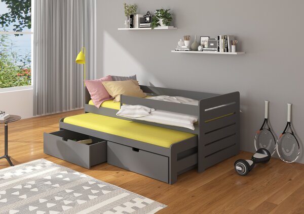 Dětská postel 90x200 cm se zábranou Arie Grafitově šedá
