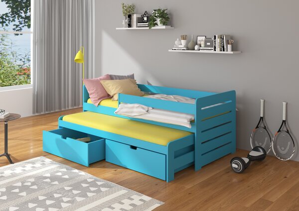 Dětská postel 90x200 cm se zábranou Arie Modrá