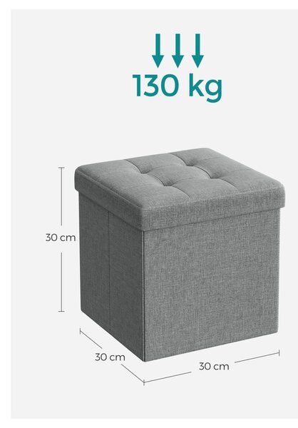 VASAGLE taburetka 30x30x30 LSF028G02 v šedé barvě