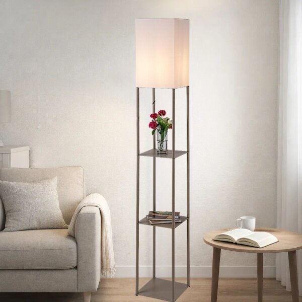 Brilagi - Stojací lampa s poličkami GRADUS 1xE27/40W/230V 150 cm šedá/béžová