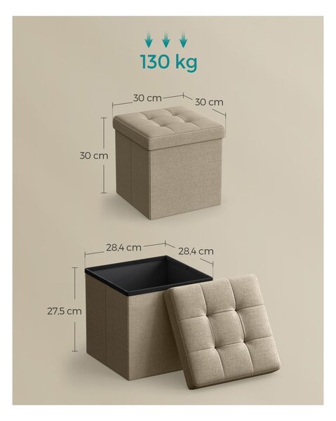 VASAGLE taburetka 30x30x30 LSF028K01 v hnědé barvě