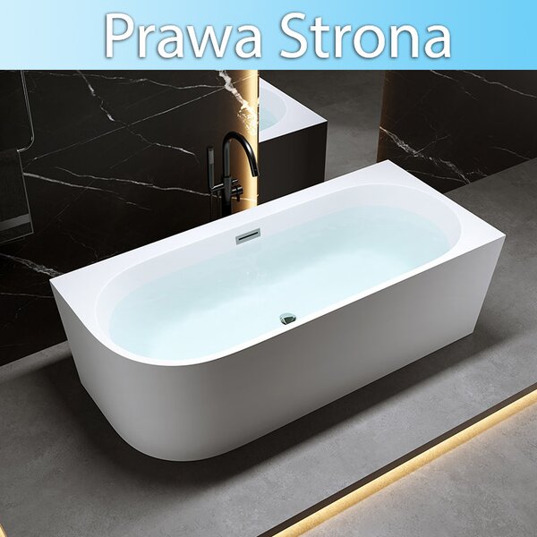 BPS-koupelny Volně stojící rohová akrylátová vana HYD-MER509C pravá 160x75 bílá, odtokový komplet chrom