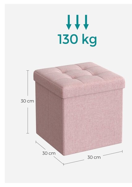 VASAGLE taburetka 30x30x30 LSF028R01 v růžové barvě
