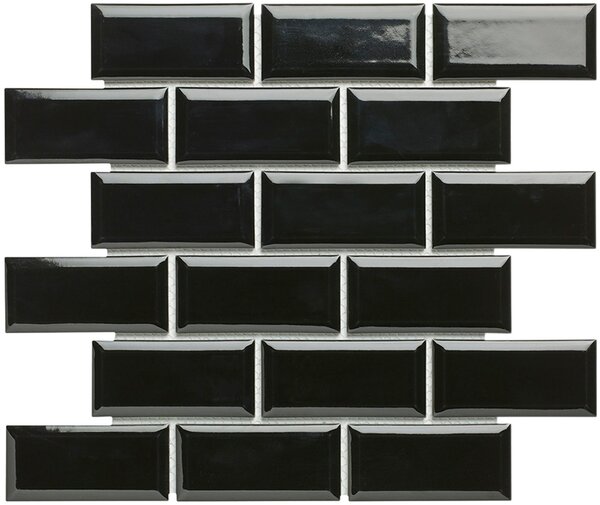 The Mosaic Factory Keramická mozaika černá Mozaika Metro Black 4,5x9,5 (29,1x29,6) cm - PAME915