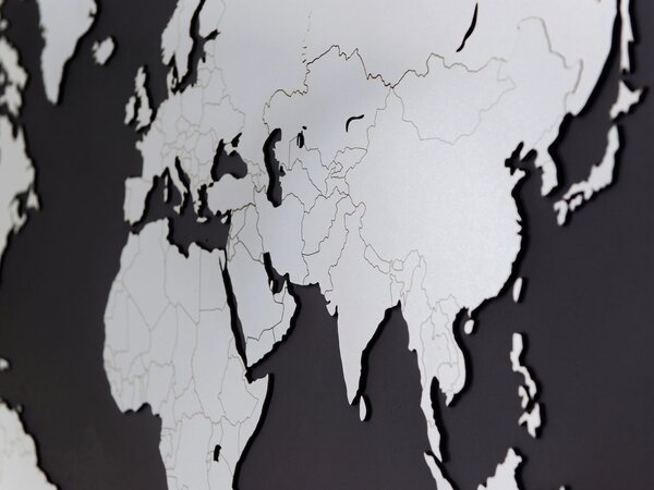 Dřevěná mapa světa HDF Minimalist Bílá / 130 x 78 cm