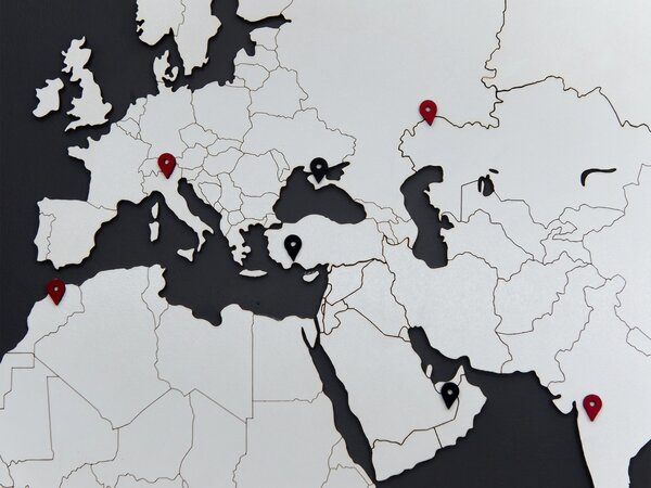 Dřevěná mapa světa HDF Minimalist Bílá / 130 x 78 cm