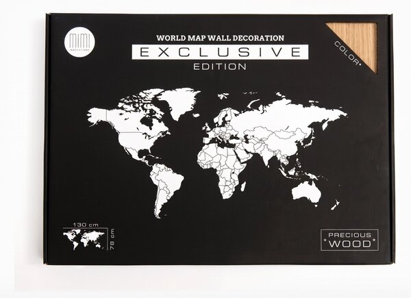 Dřevěná mapa světa Premium Timber Ořech