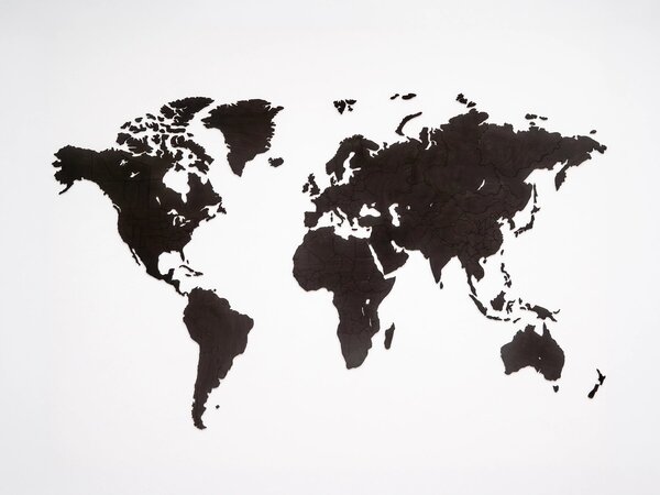 Dřevěná mapa světa HDF Minimalist Bílá / 130 x 78 cm