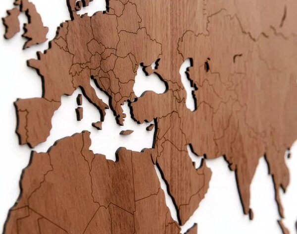 Dřevěná mapa světa Premium Timber Ořech