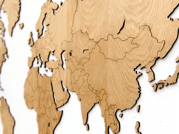 Dřevěná mapa světa Premium Timber Ořech