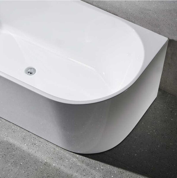 BPS-koupelny Volně stojící akrylátová vana ke stěně HYD-LE527B 150x75 bílá, odtokový komplet chrom