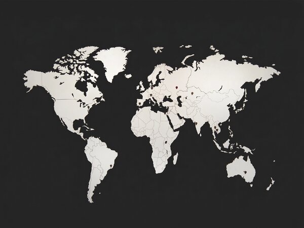 Dřevěná mapa světa HDF Minimalist Bílá / 130 x 78 cm
