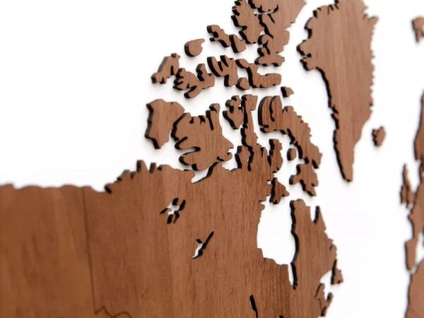 Dřevěná mapa světa Premium Timber Ořech