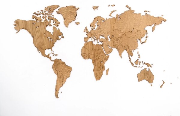 Dřevěná mapa světa Premium Timber Ořech