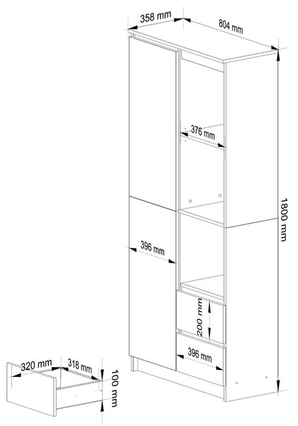 Ak furniture Skříň Rexa 80 cm bílá
