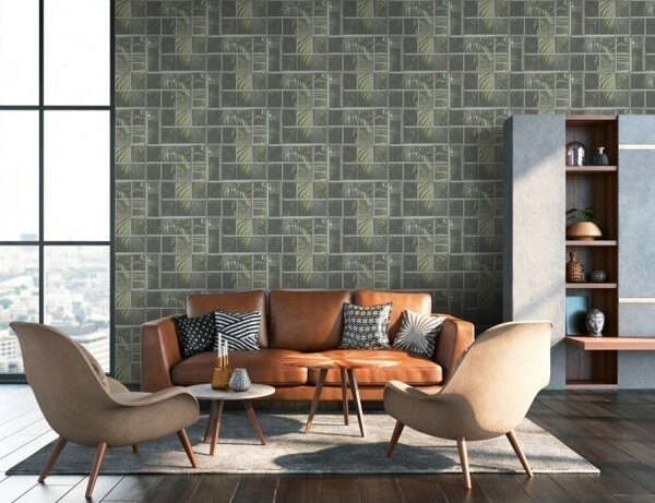 A.S. Création | Vliesová tapeta na zeď Industrial 37740-2 | 0,53 x 10,05 m | zelená, šedá