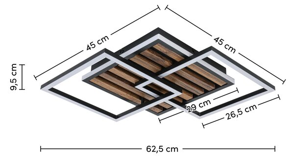 STROPNÍ LED SVÍTIDLO, 45/45/9,5 cm Novel - Online Only svítidla, Online Only
