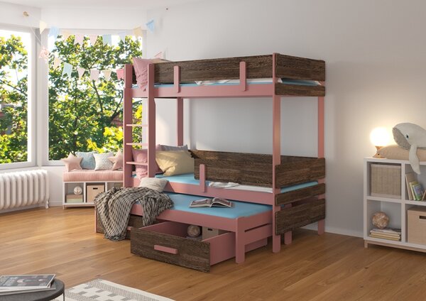 Patrová dětská postel 80x180 cm Bree Růžová/zebrano