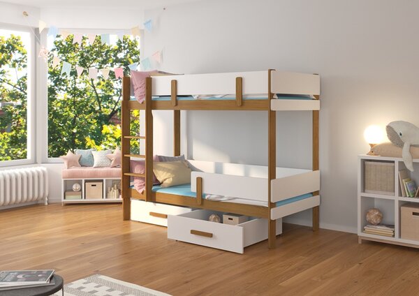 Dvoupatrová postel dětská 80x180 cm Carey Dub/bílá