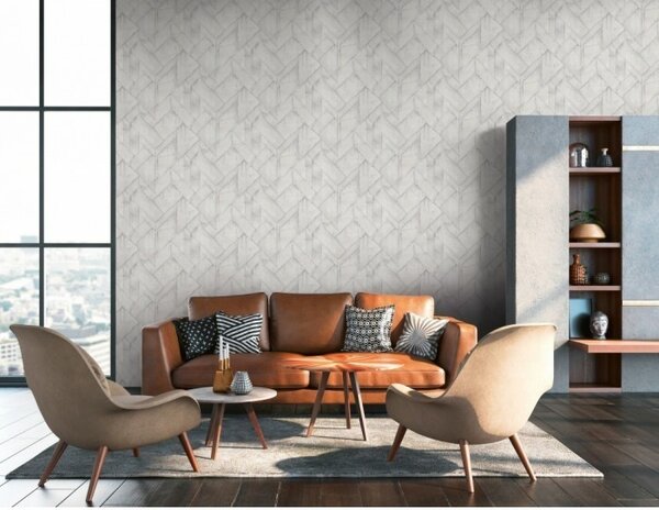 A.S. Création | Vliesová tapeta na zeď Industrial 37741-5 | 0,53 x 10,05 m | bílá, krémová, šedá