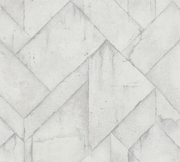 A.S. Création | Vliesová tapeta na zeď Industrial 37741-5 | 0,53 x 10,05 m | bílá, krémová, šedá