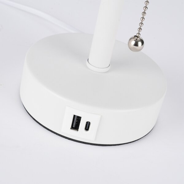 Brilagi - Stolní lampa s USB portem TABLON 1xE27/25W/230V bílá