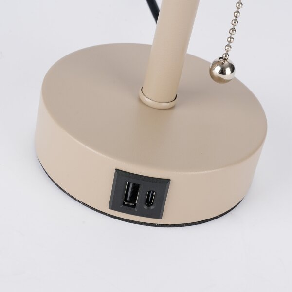 Brilagi - Stolní lampa s USB portem TABLON 1xE27/25W/230V béžová/černá