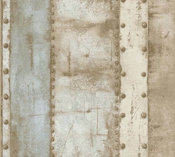 A.S. Création | Vliesová tapeta na zeď Industrial 37743-1 | 0,53 x 10,05 m | zelená, béžová, krémová, hnědá