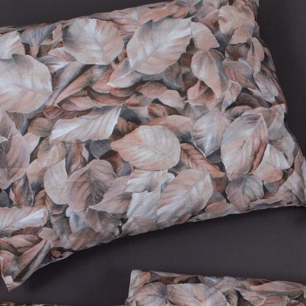 Povlečení ART JERSEY leaves šedobéžová 140 x 200/70 x 90 cm