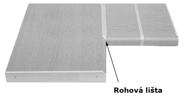 Lišty na kuchyňskou pracovní desku - rohová 28 mm Středové