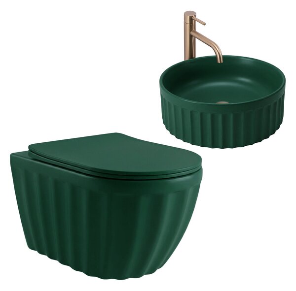 Sada: Závěsná WC mísa + Umyvadlo na desku Rea Duo Matcha Matt