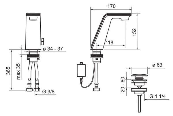 Hansa Bezdotyková (senzorová) umyvadlová baterie s technologií bluetooth ALESSI SENSE by HANSA, 6 V 7732201