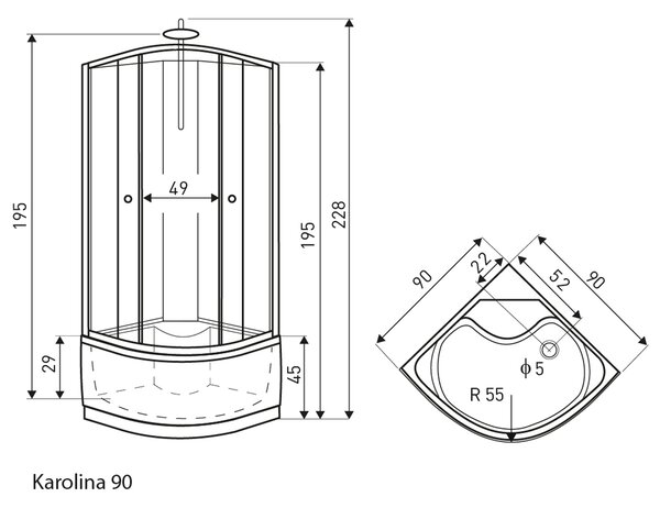 Novoterm Hydromasážní box NV-Karo WH 90x90 bílý