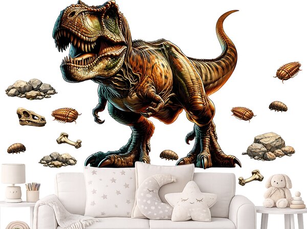 Tyranosaurus Rex textilní přelepitelná samolepka na zeď arch 45 x 41 cm