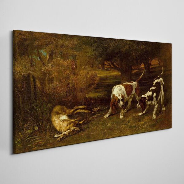 Obraz na plátně Obraz na plátně Lesní zvířata psi králík
