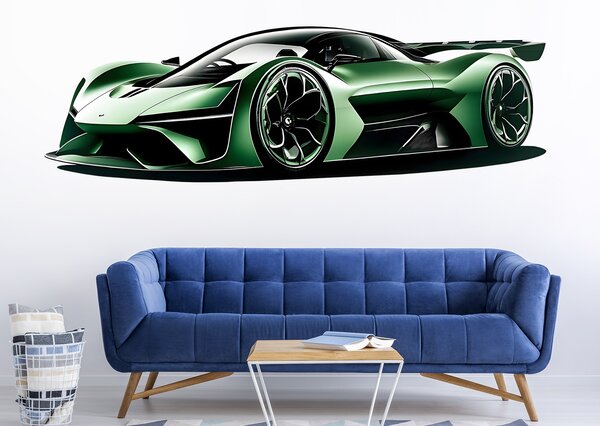 Zelený sporťák textilní přelepitelná samolepka na zeď arch 75 x 23 cm