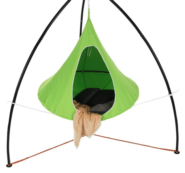 KONDELA Závěsné houpací křeslo, zelená, KLORIN NEW KLASIK CACOON HAMMOCK