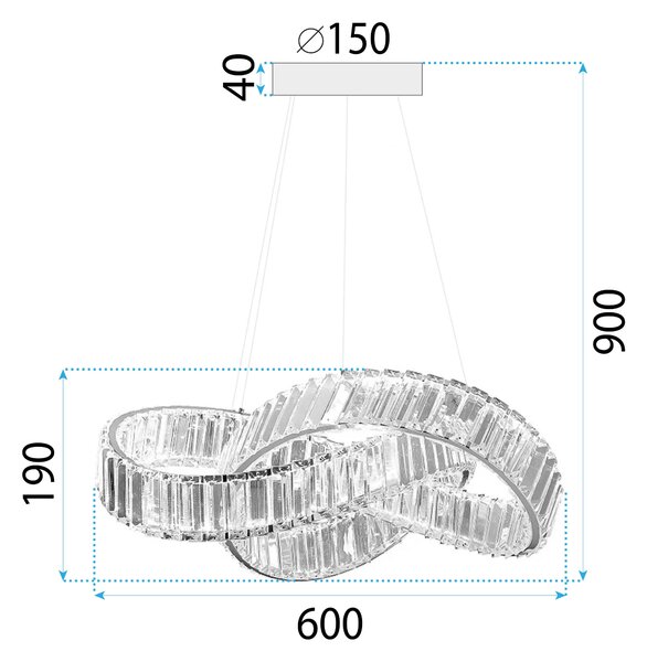 Toolight Toolight, LED závěsné svítidlo 58cm, 49W, APP1538-CP, zlatá lesklá, OSW-05474