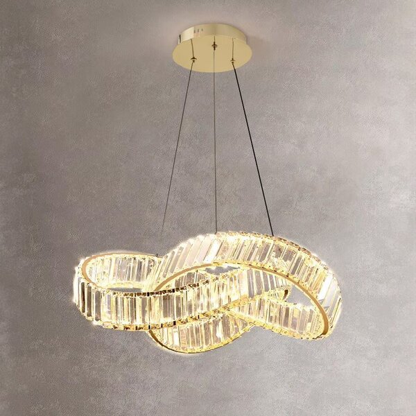 Toolight Toolight, LED závěsné svítidlo 58cm, 49W, APP1538-CP, zlatá lesklá, OSW-05474