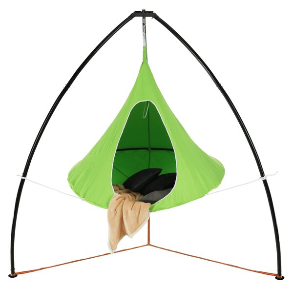KONDELA Závěsné houpací křeslo, zelená, KLORIN NEW KLASIK CACOON HAMMOCK