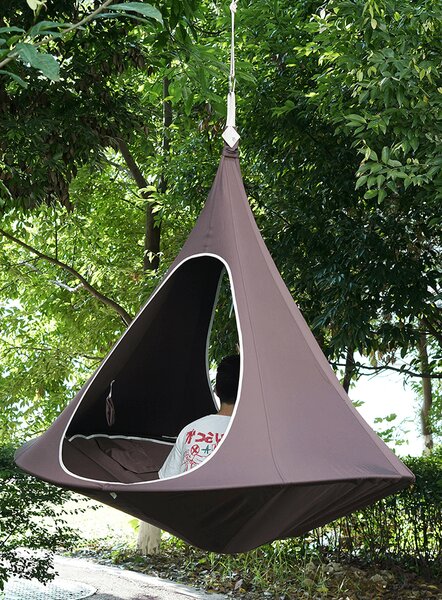 KONDELA Závěsné houpací křeslo, šedohnědá TAUPE, KLORIN NEW TYP 2 BIG SIZE CACOON HAMMOCK