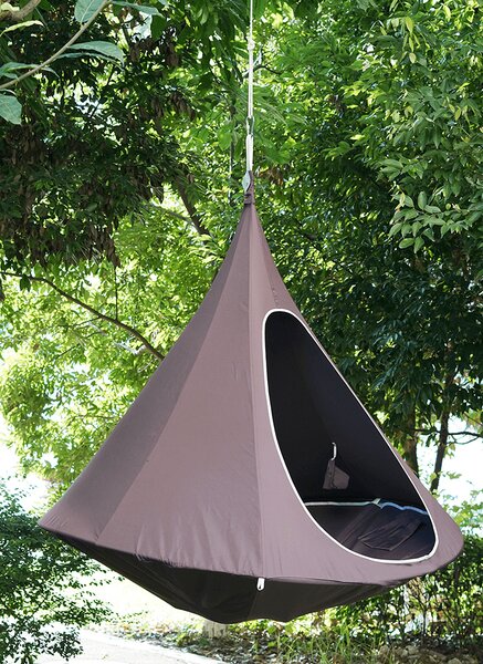 KONDELA Závěsné houpací křeslo, šedohnědá TAUPE, KLORIN NEW TYP 2 BIG SIZE CACOON HAMMOCK