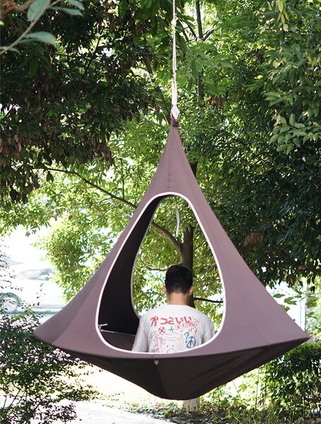 KONDELA Závěsné houpací křeslo, šedohnědá TAUPE, KLORIN NEW TYP 2 BIG SIZE CACOON HAMMOCK