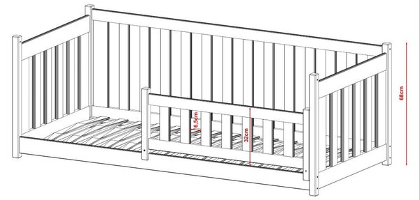 Legno Dětská postel s ohrádkou Koncept grafit Rozměr (cm): 90x190