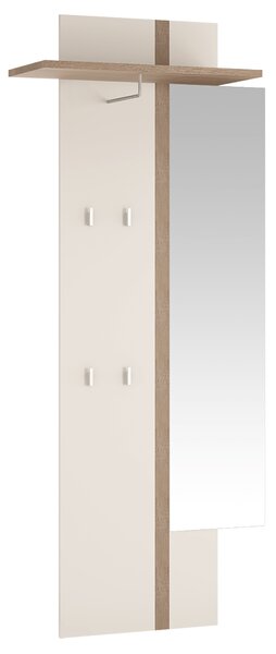 Věšákový panel se zrcadlem jednodveřová v luxusní bílé barvě ve vysokém lesku TK026 TYP 115