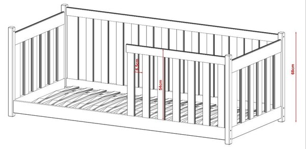 Legno Dětská postel s ohrádkou Koncept grafit Rozměr (cm): 90x190