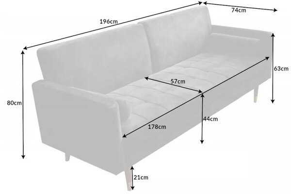 Pohovka COUTURE 195 CM šedá rozkládací Nábytek | Obývací pokoj | Sedací soupravy a pohovky | Pohovky | Rozkládací